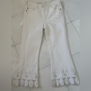 Pilcro and the embroidery White Denim Label Detail